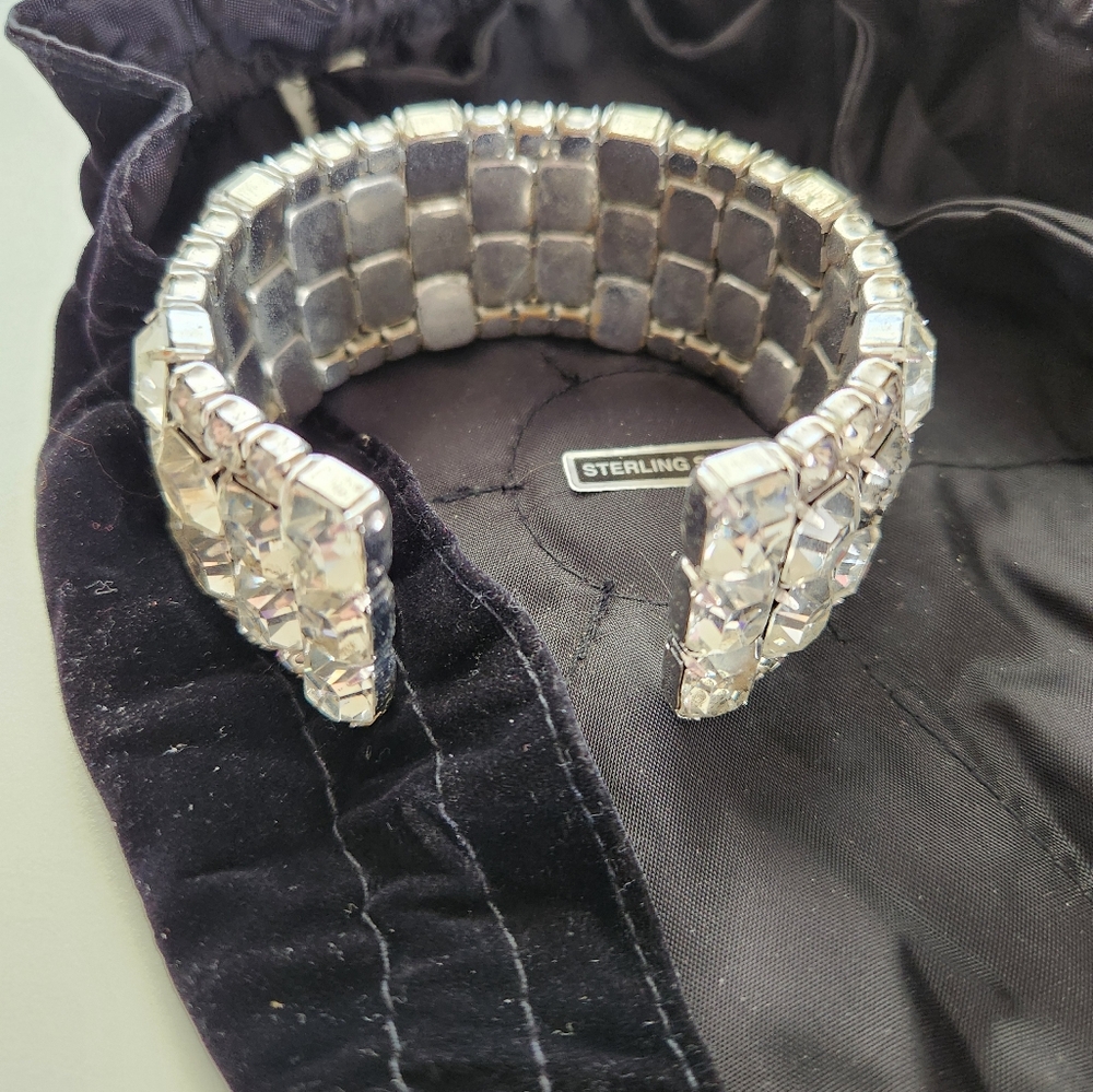 Antique sterling silver simulated diamond bracelet.